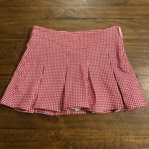 Windsor Red Gingham Pleated Mini Skirt